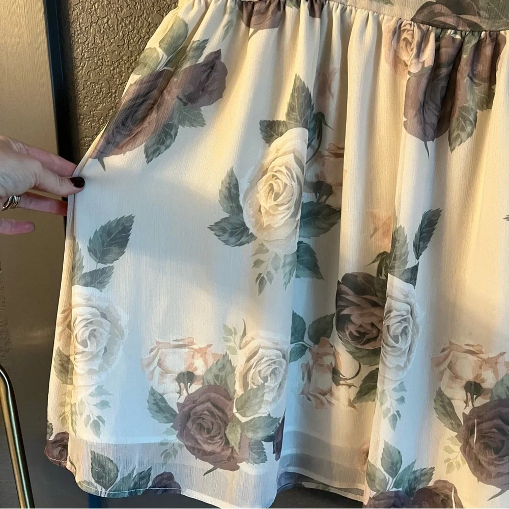 ANINE BING • Cream floral mini dress • Small - Picture 7 of 10